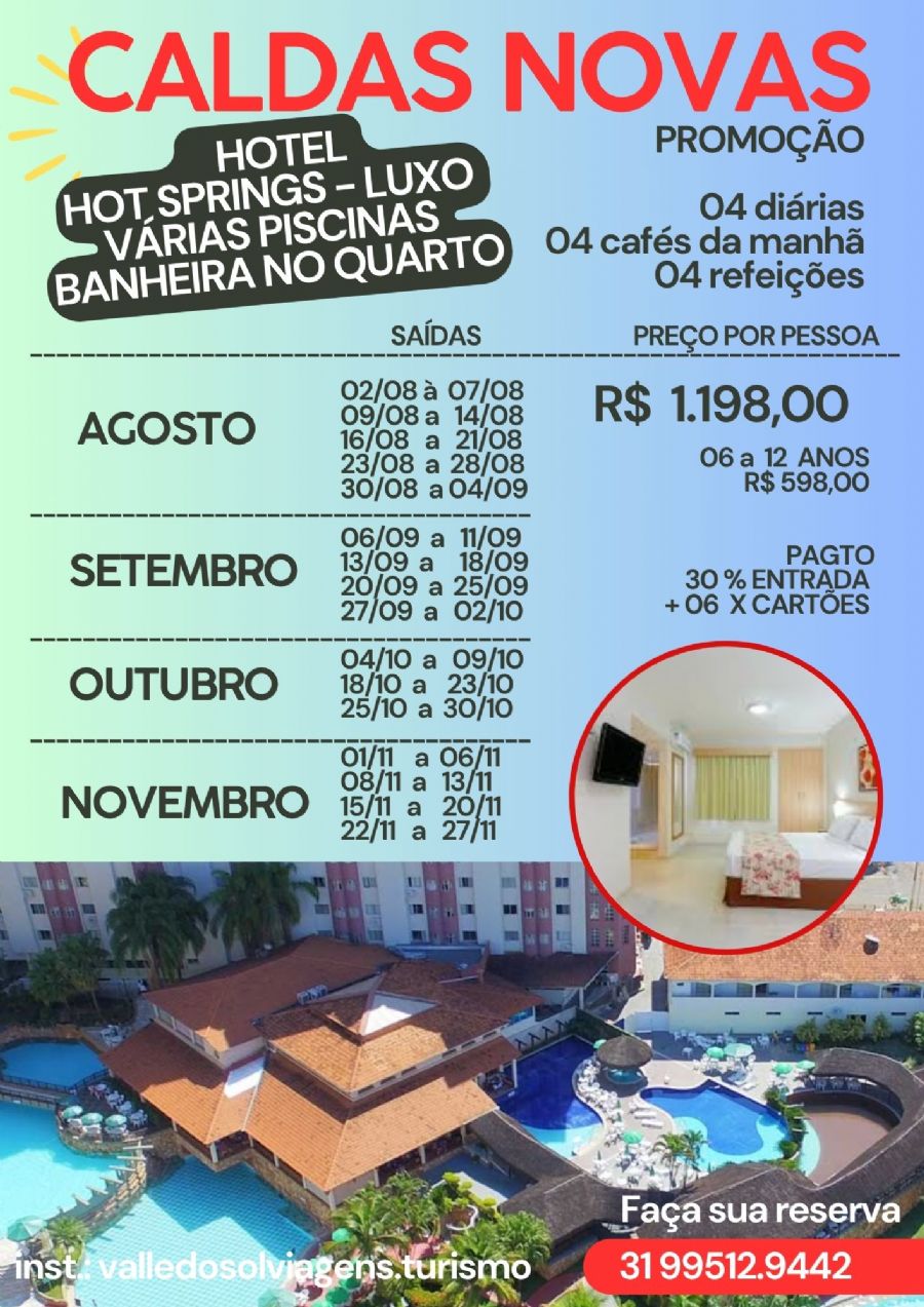 CALDAS NOVAS -  BAIXA TEMPORADA - HOTEL HOT SPRINGS 